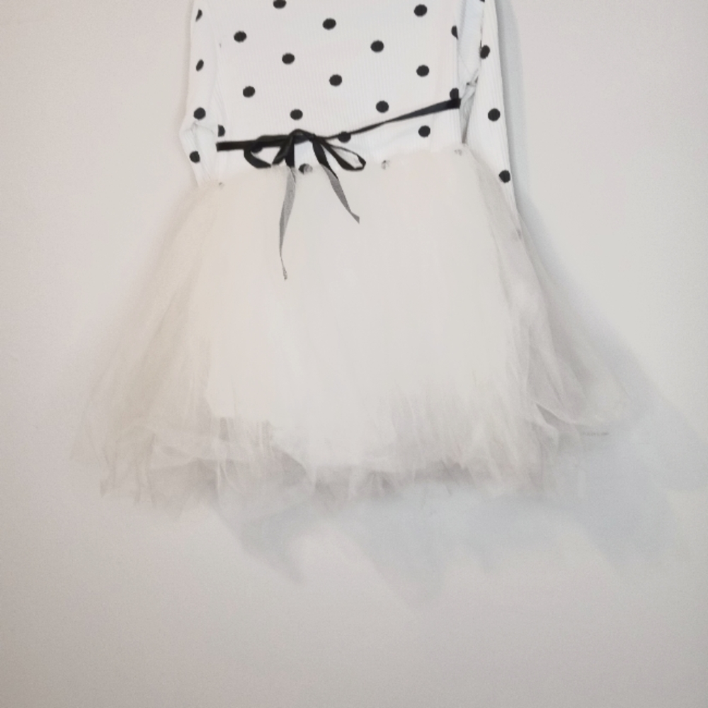 Girls White, black polka dots Tutu